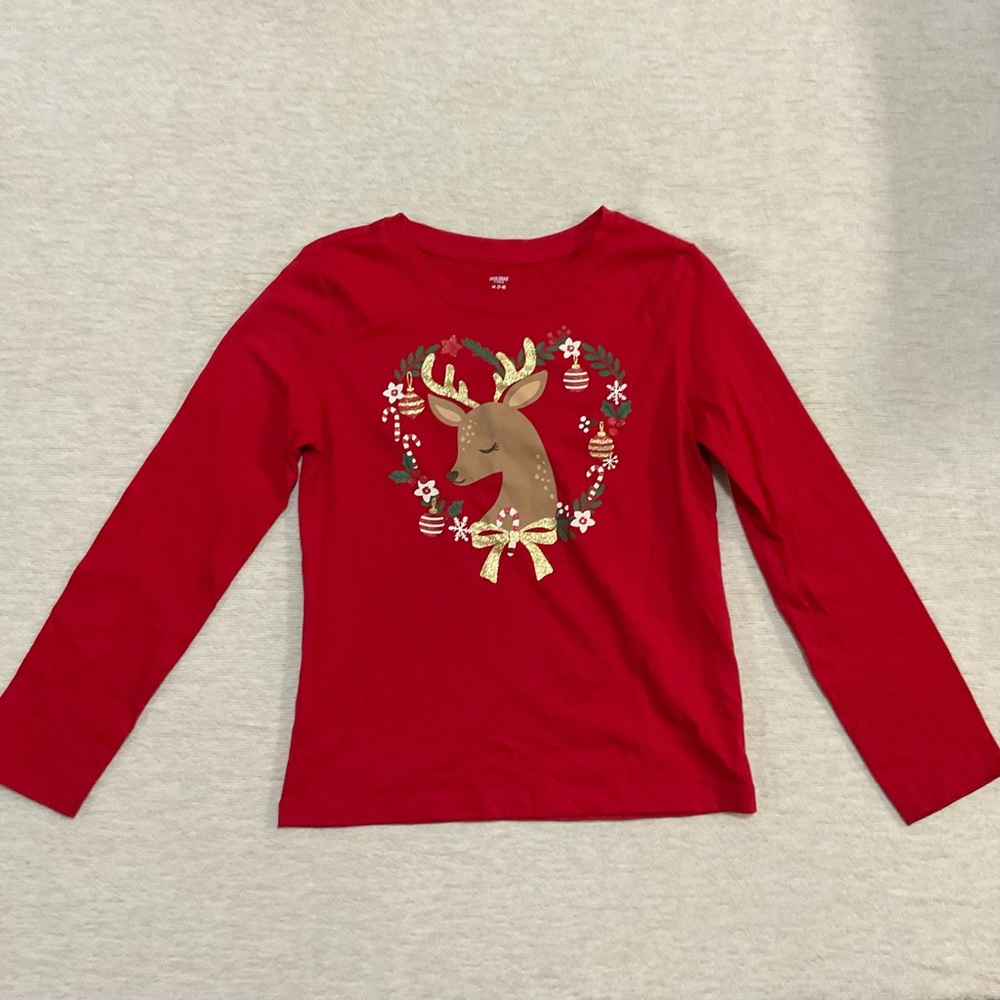 Red Reindeer Kids Long Sleeve Shirt size 7/8